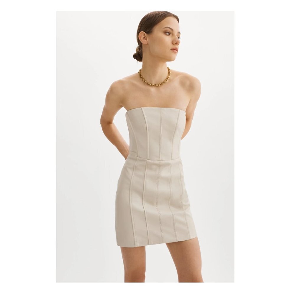 Lamarque Strapless Mini Dress in Light Cream